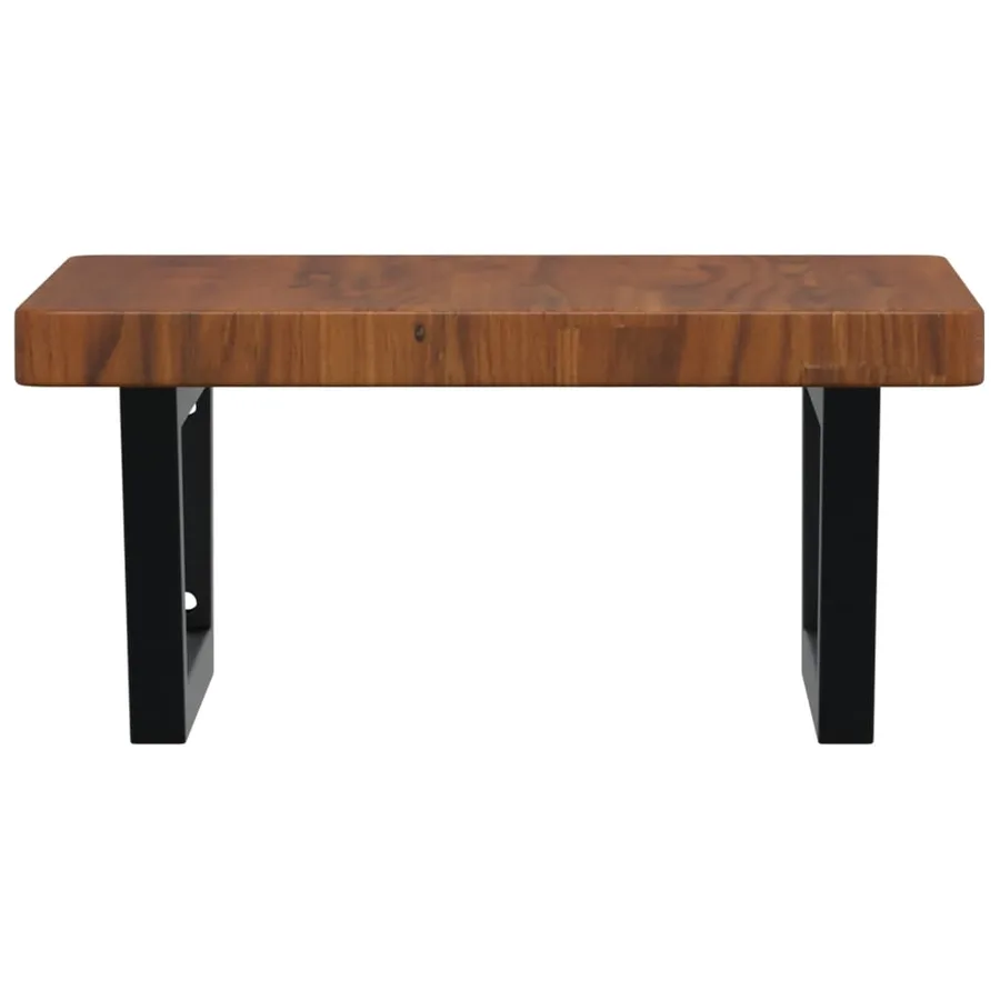 Étagère de vasque murale acier et bois de chêne massif - 4