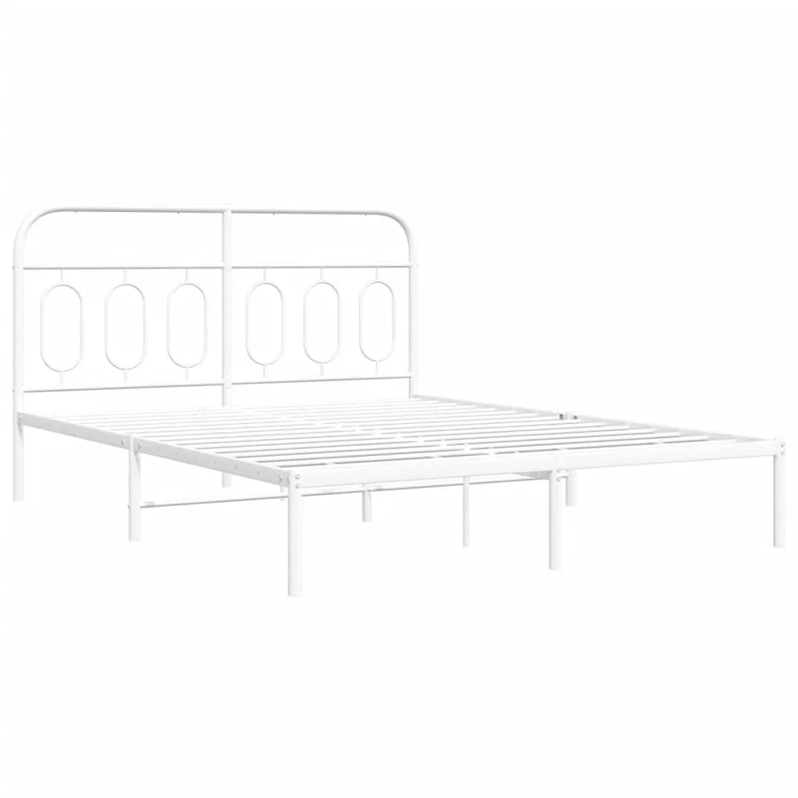 Cadre de lit métal sans matelas et tête de lit blanc 140x200 cm - 3