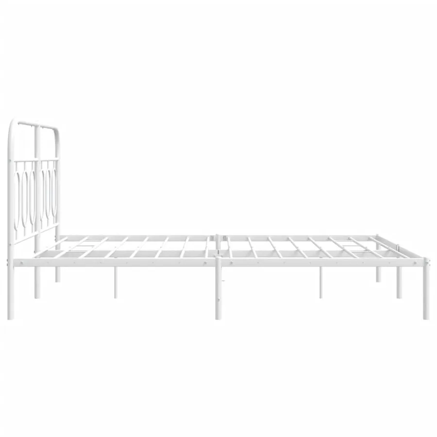 Cadre de lit métal sans matelas et tête de lit blanc 140x200 cm - 5