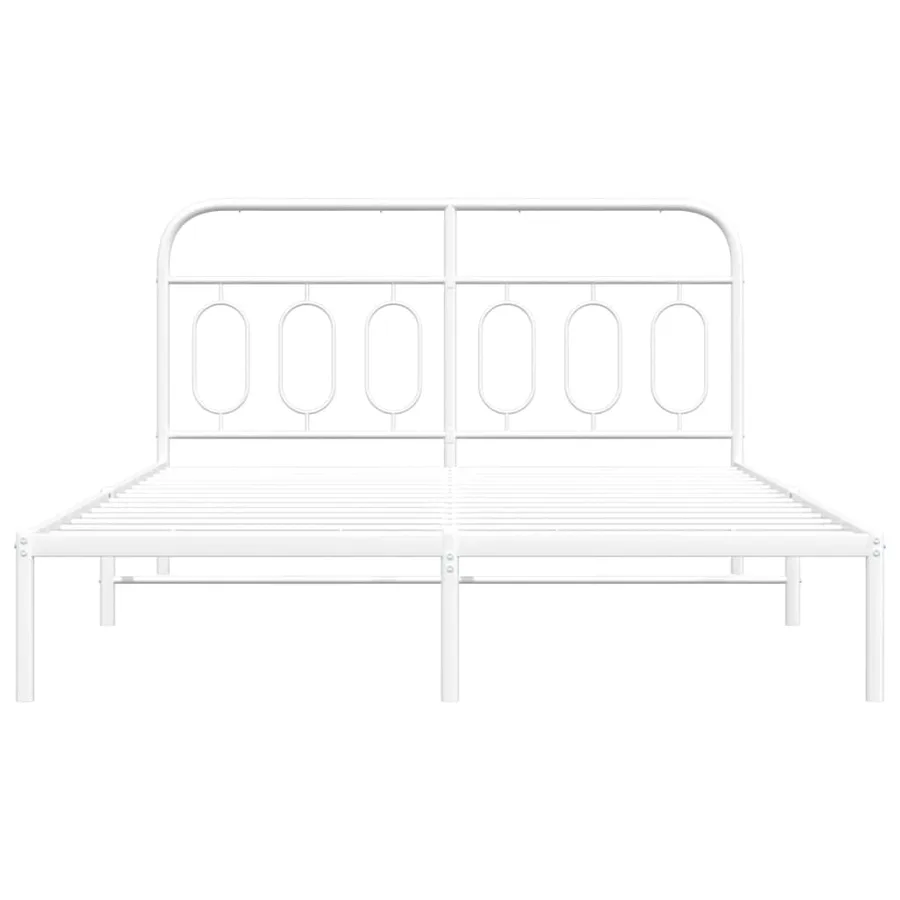Cadre de lit métal sans matelas et tête de lit blanc 135x190 cm - 4