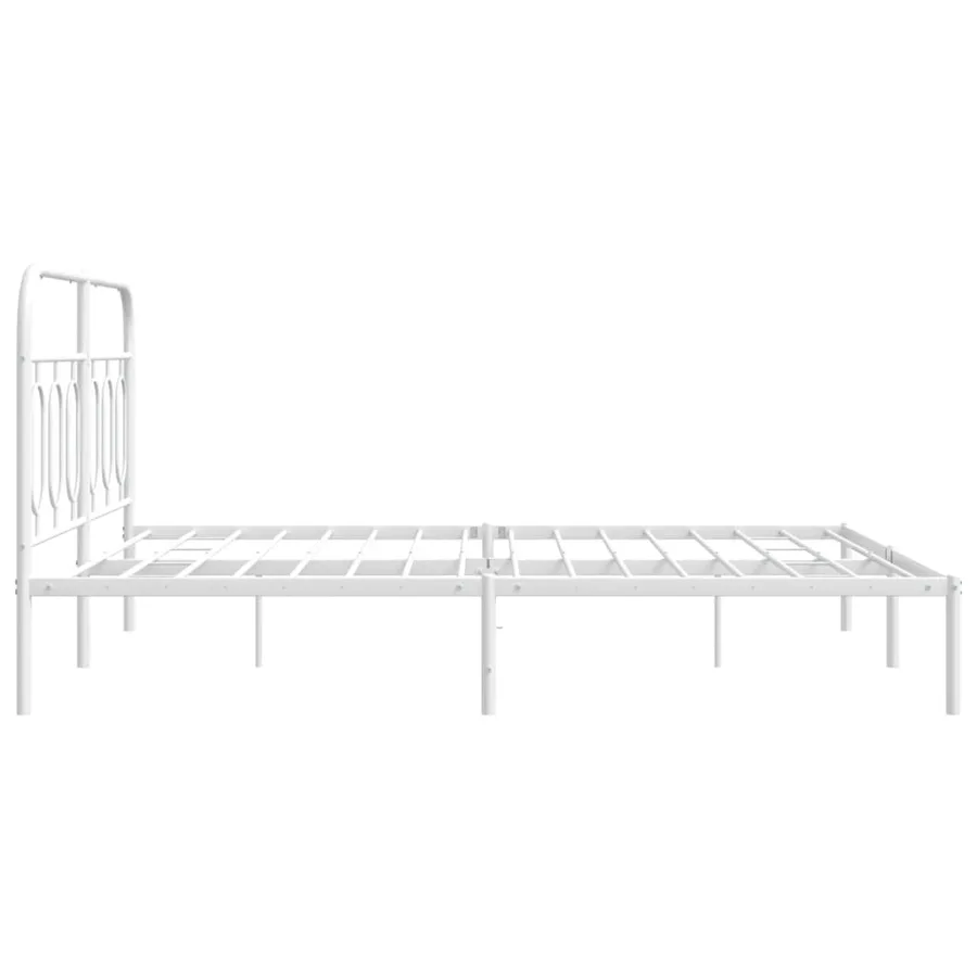 Cadre de lit métal sans matelas et tête de lit blanc 135x190 cm - 5
