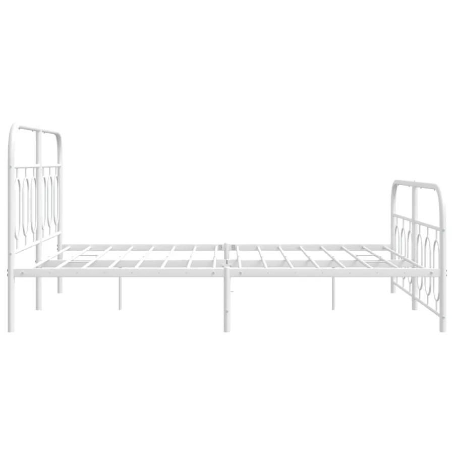 Cadre de lit métal sans matelas et pied de lit blanc 150x200 cm - 6