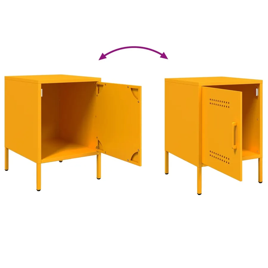 Table de chevet jaune moutarde 36x39x50,5 cm acier - 10