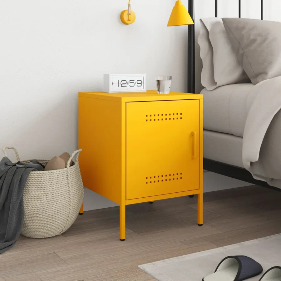 Table de chevet jaune moutarde 36x39x50,5 cm acier - 3