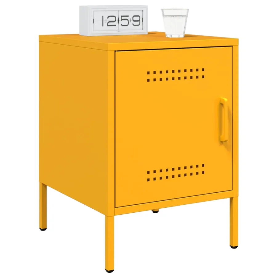 Table de chevet jaune moutarde 36x39x50,5 cm acier - 4