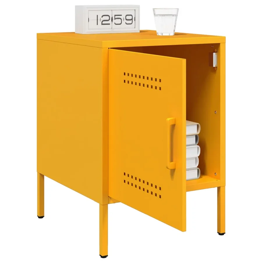 Table de chevet jaune moutarde 36x39x50,5 cm acier - 5
