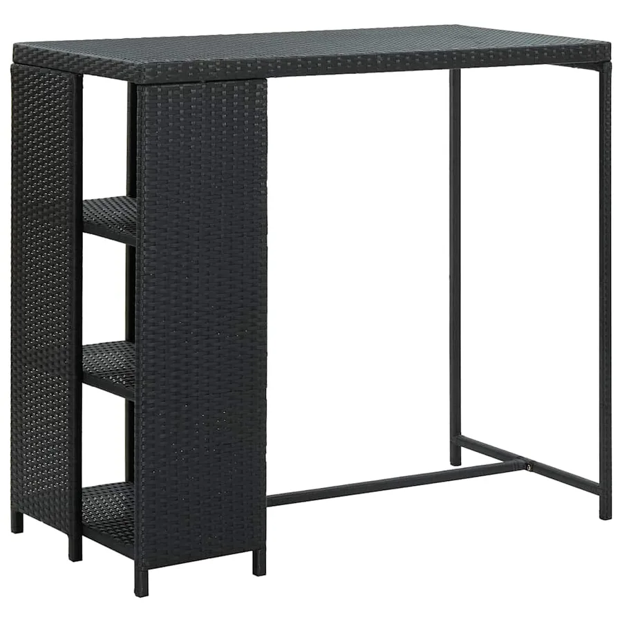 Ensemble de bar de jardin 3 pcs avec coussins noir poly rotin - 5