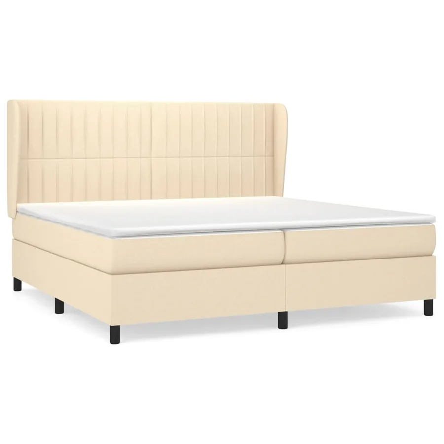 Sommier à lattes de lit avec matelas Crème 200x200 cm Tissu - 2