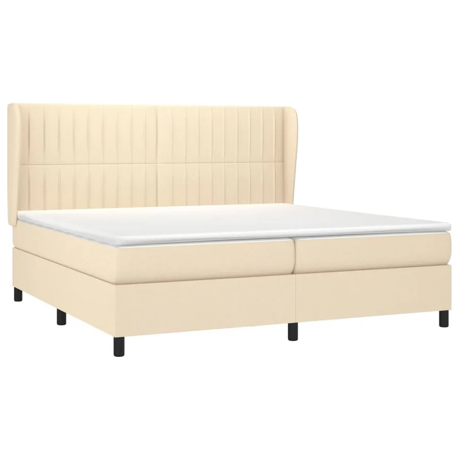 Sommier à lattes de lit avec matelas Crème 200x200 cm Tissu - 3