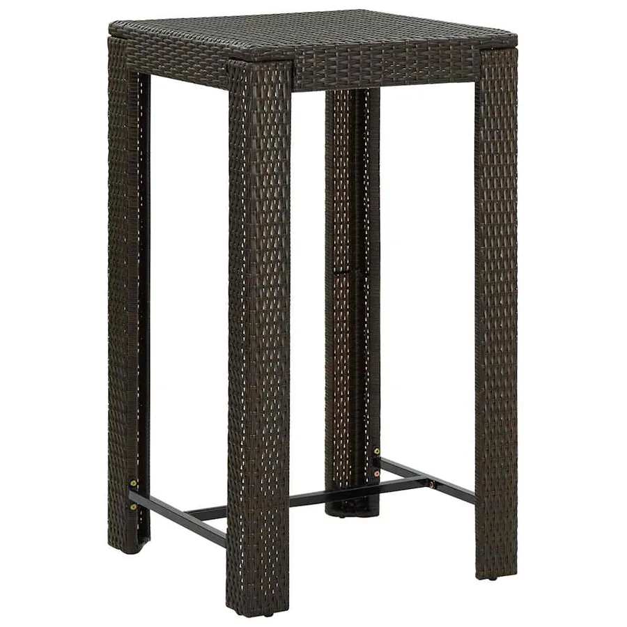 Ensemble de bar de jardin 3 pcs et coussins brun résine tressée - 5