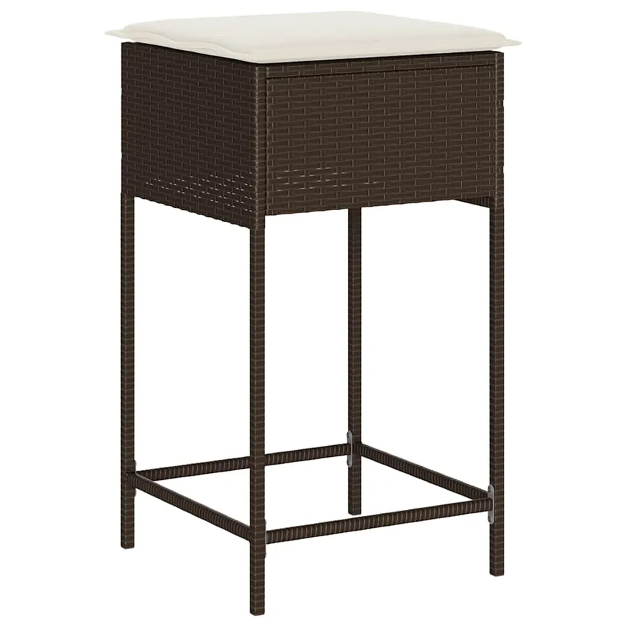 Ensemble de bar de jardin avec coussins 5 pcs marron poly rotin - 4