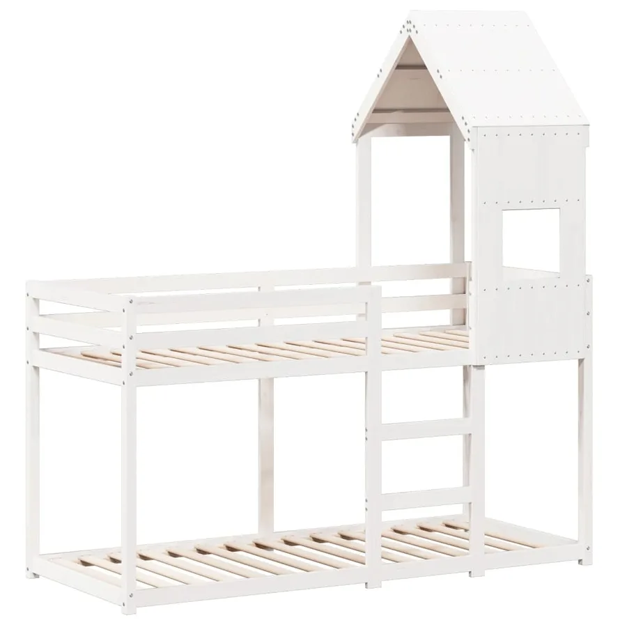 Lit superposé sans matelas blanc 75x190 cm bois de pin massif - 3