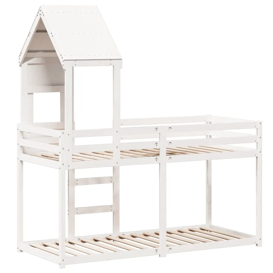 Lit superposé sans matelas blanc 75x190 cm bois de pin massif - 8