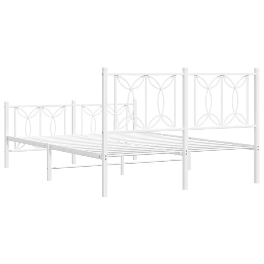 Cadre de lit métal sans matelas et pied de lit blanc 135x190 cm - 6