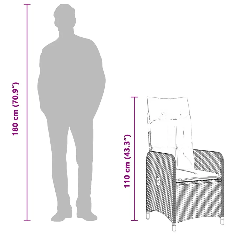 Ensemble de bistro de jardin 9 pcs coussins gris poly rotin - 10