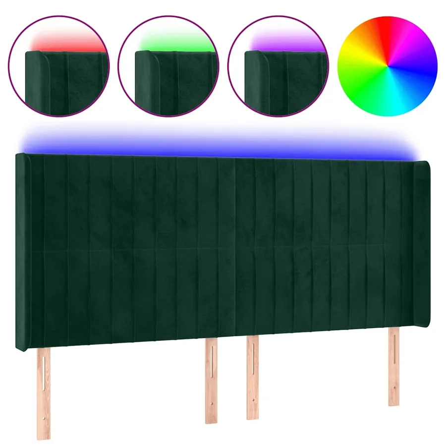 Tête de lit à LED Vert foncé 203x16x118/128 cm Velours - 2