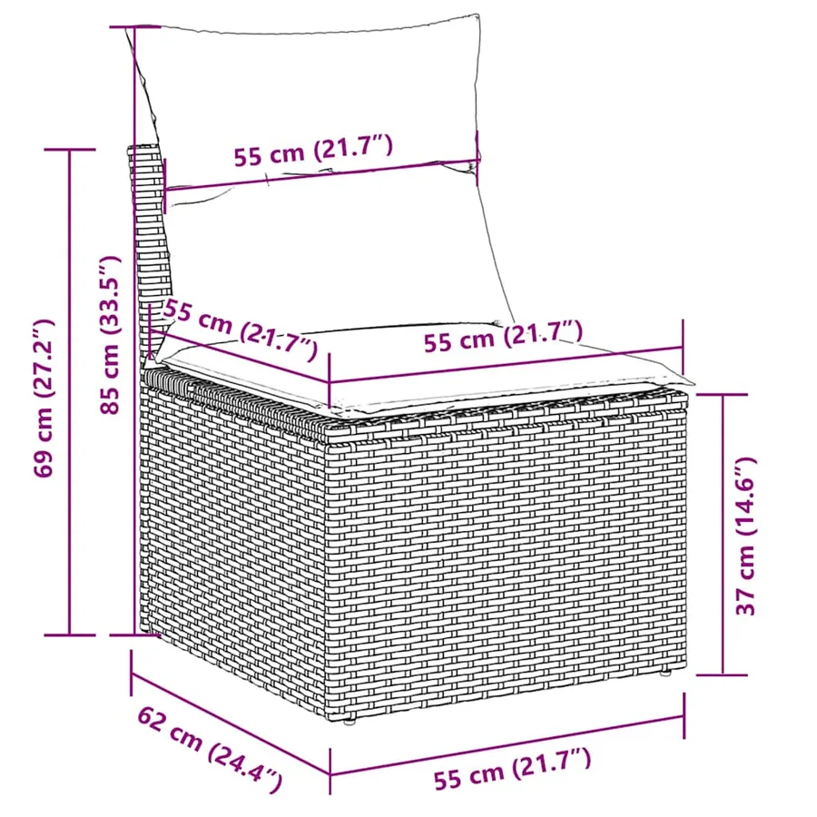 Salon de jardin avec coussins 8 pcs beige résine tressée - 14
