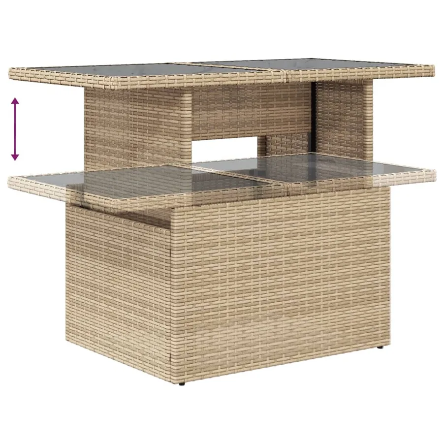 Salon de jardin avec coussins 7 pcs beige résine tressée - 8