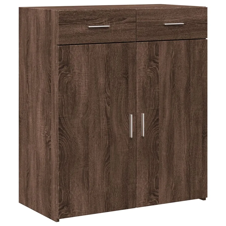 Buffet chêne marron 80x42,5x93 cm bois d'ingénierie - 2