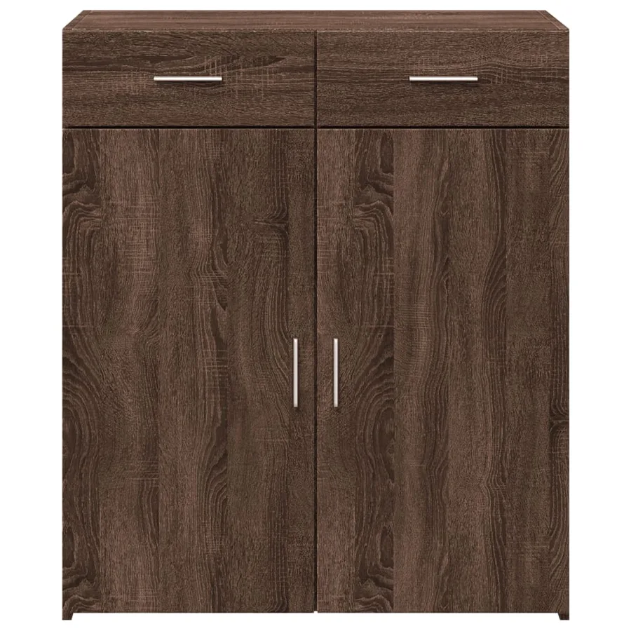 Buffet chêne marron 80x42,5x93 cm bois d'ingénierie - 3