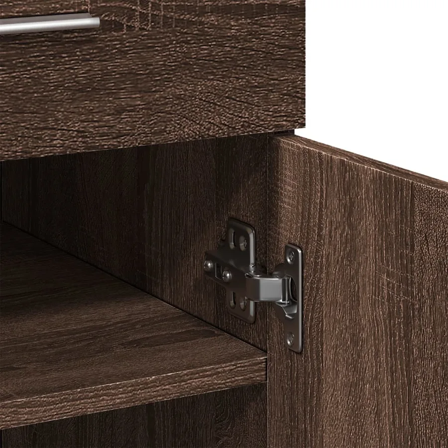 Buffet chêne marron 80x42,5x93 cm bois d'ingénierie - 6