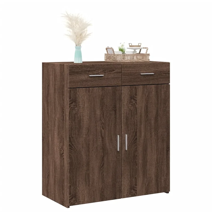 Buffet chêne marron 80x42,5x93 cm bois d'ingénierie - 7