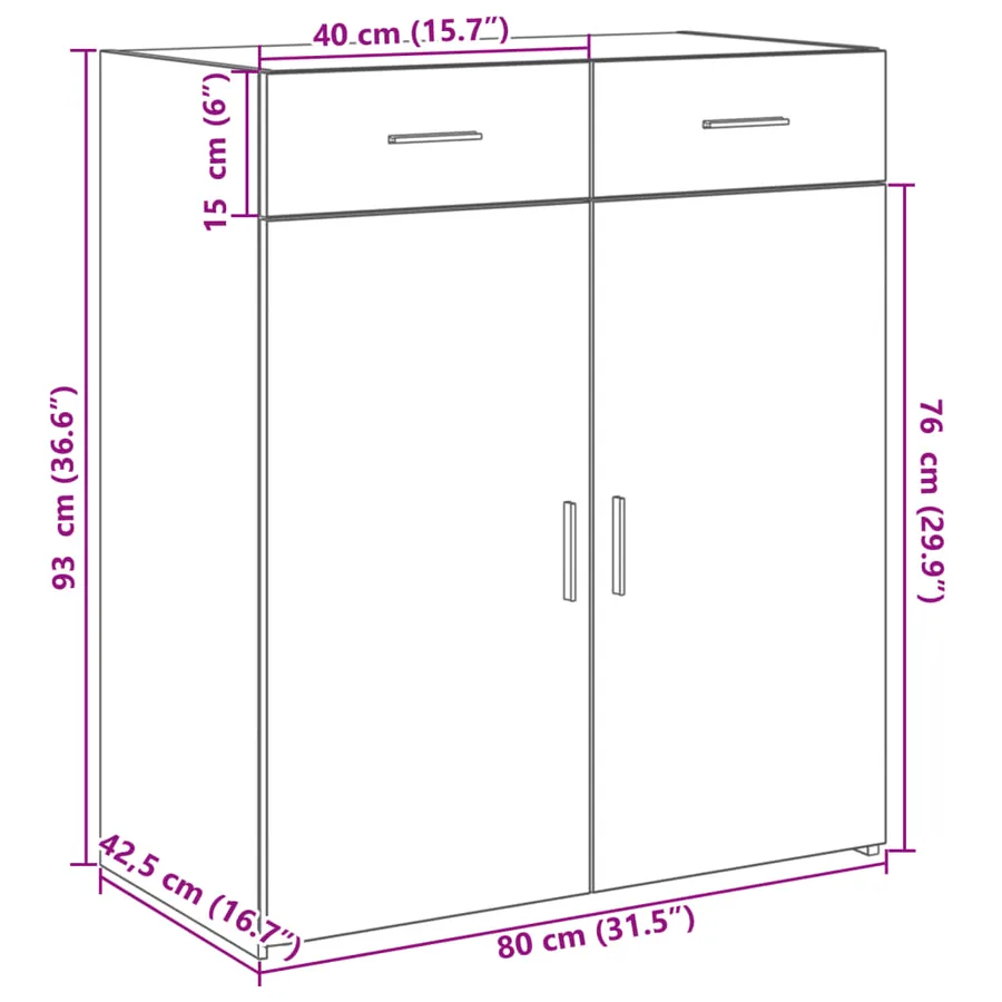 Buffet chêne marron 80x42,5x93 cm bois d'ingénierie - 8
