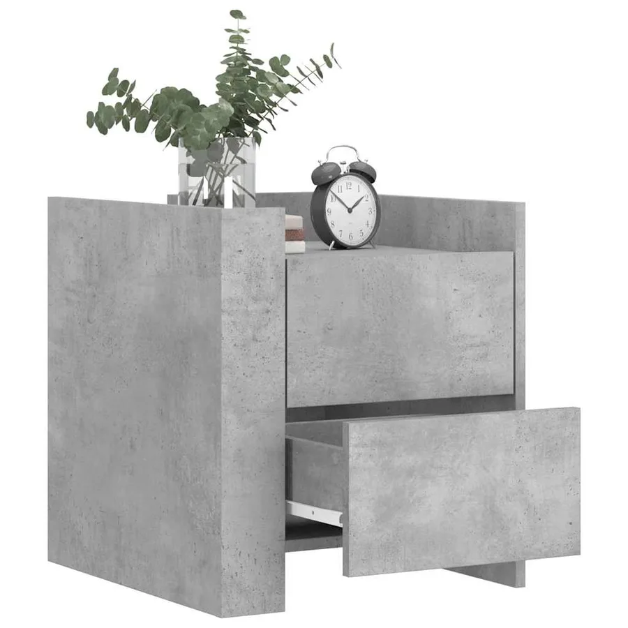 Table de chevet gris béton 45x50x50 cm bois d'ingénierie - 3