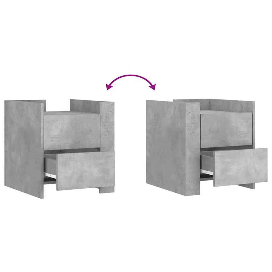 Table de chevet gris béton 45x50x50 cm bois d'ingénierie - 8