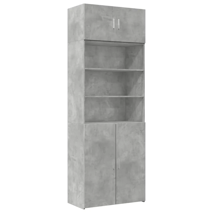 Armoire de rangement gris béton 80x42,5x225cm bois d'ingénierie - 2
