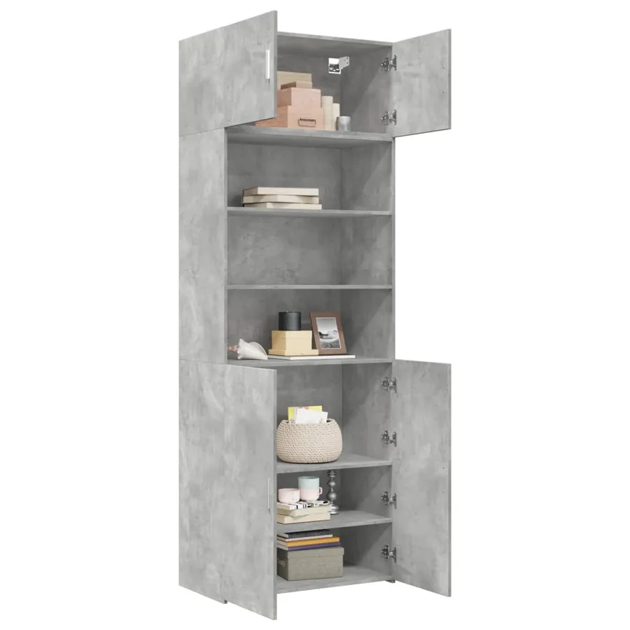 Armoire de rangement gris béton 80x42,5x225cm bois d'ingénierie - 3