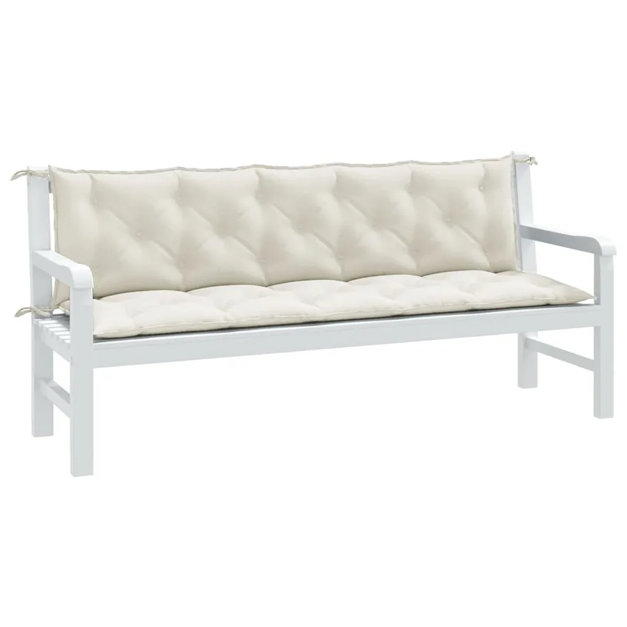 Coussins de banc de jardin lot de 2 crème mélangé tissu