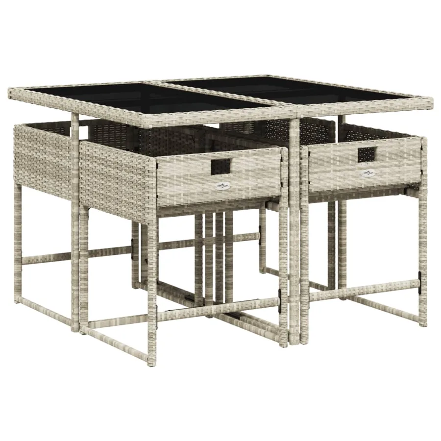 Ensemble à manger de jardin et coussins 5 pcs gris clair rotin - 3