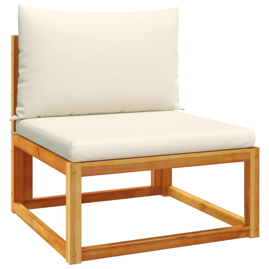 Ensemble de canapés de jardin 4 pièces avec coussins en bois d'acacia et rotin - 5