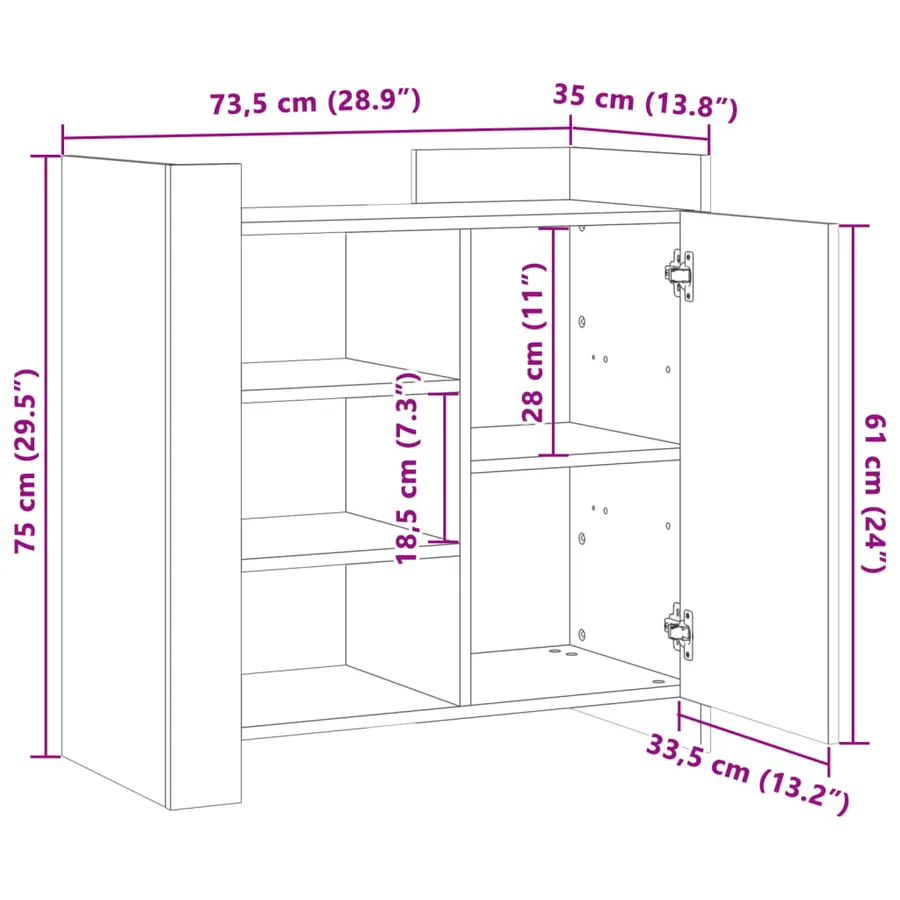 Buffet sonoma gris 73,5x35x75 cm bois d'ingénierie - 11