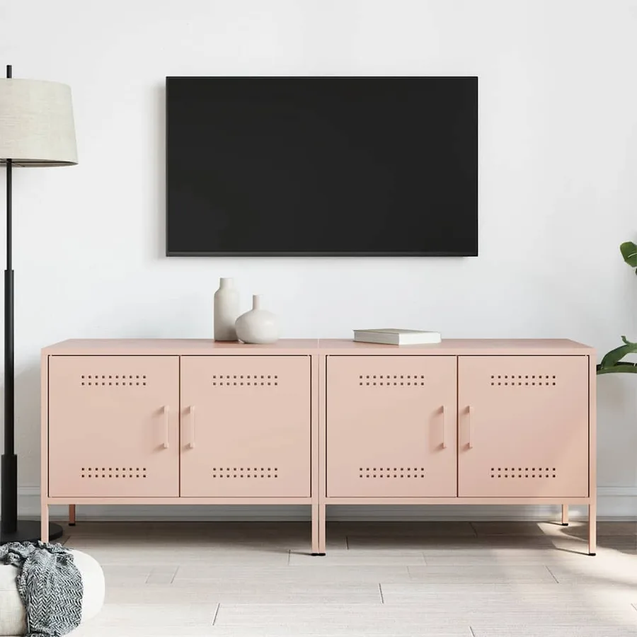 Meubles TV 2 pcs rose 68x39x50,5 cm acier - 3