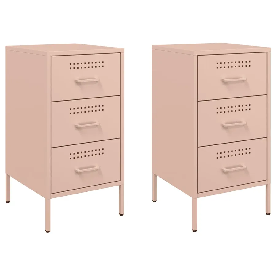 Tables de chevet 2 pcs rose 36x39x68 cm acier - 2