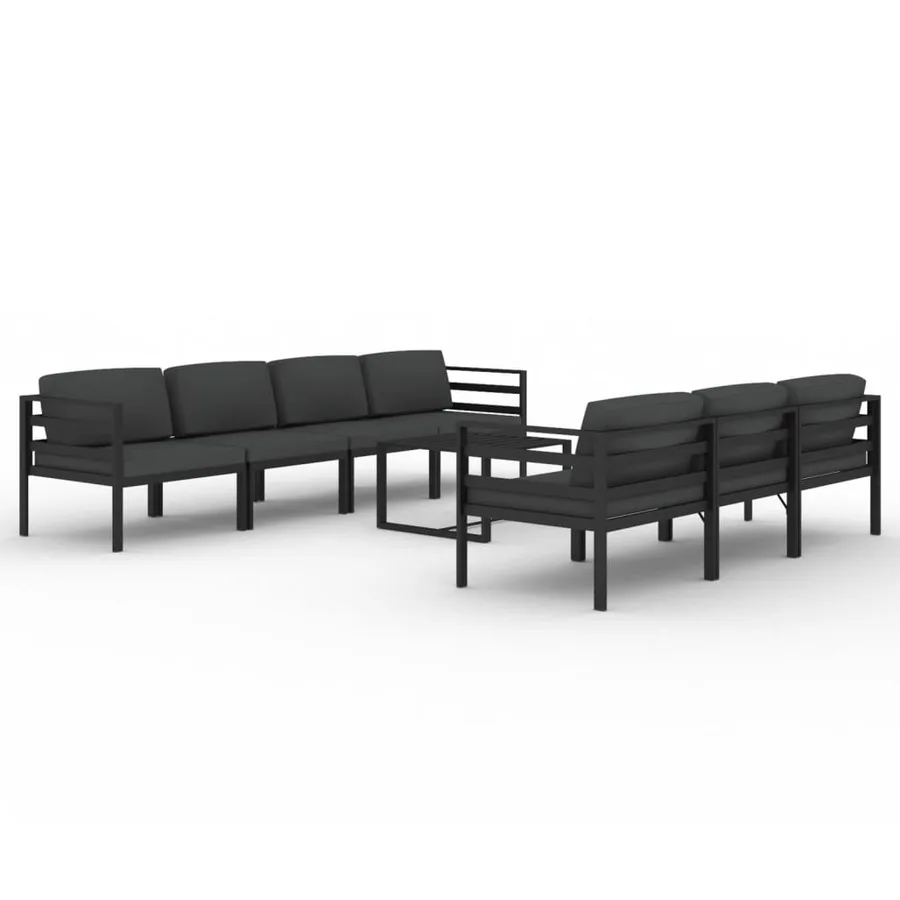 Salon de jardin 8 pcs avec coussins Aluminium Anthracite - 2