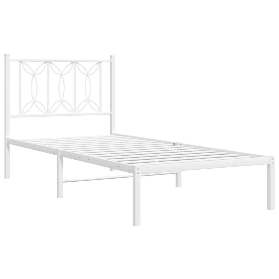 Cadre de lit métal sans matelas avec tête de lit blanc 80x200cm - 3