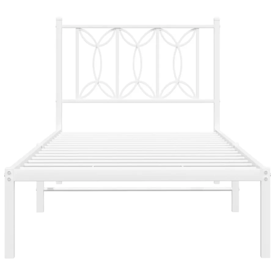Cadre de lit métal sans matelas avec tête de lit blanc 80x200cm - 4