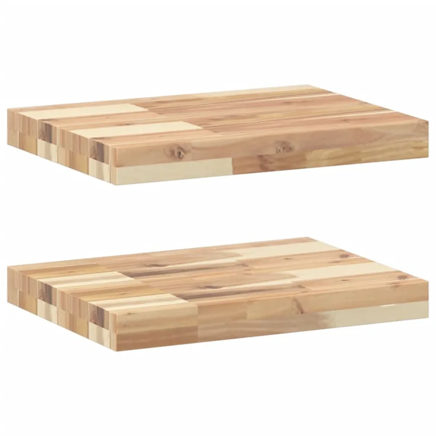 Étagères flottantes 2 pcs 60x30x4 cm acacia massif non traité - 2