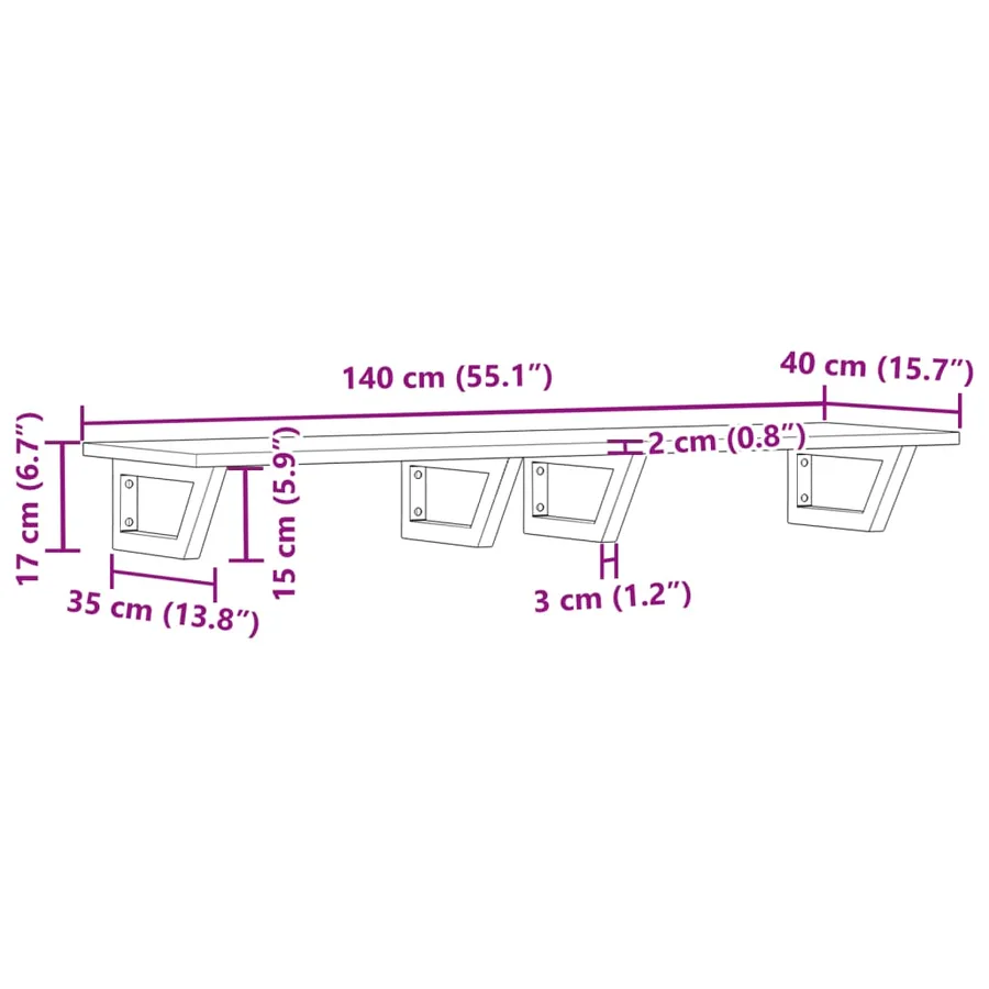Étagère de vasque murale acier et bois massif d'acacia - 11