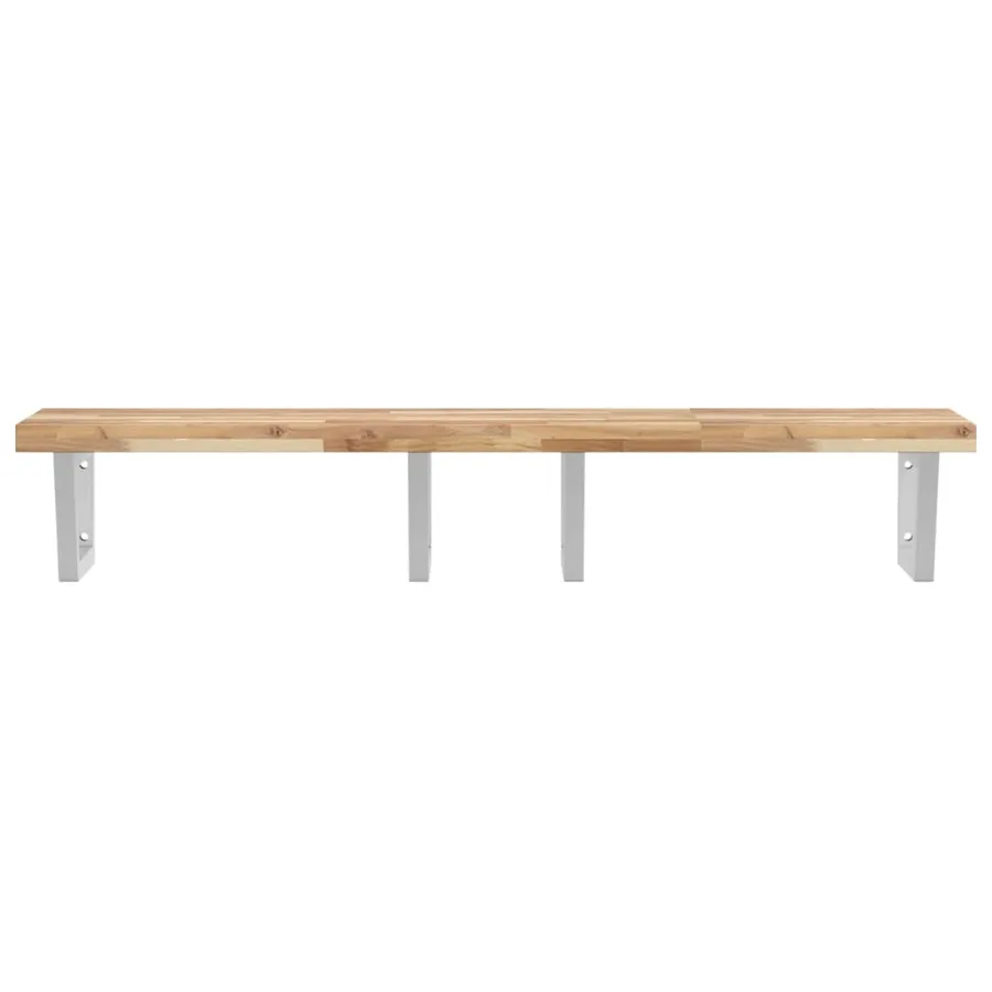Étagère de vasque murale acier et bois massif d'acacia - 4