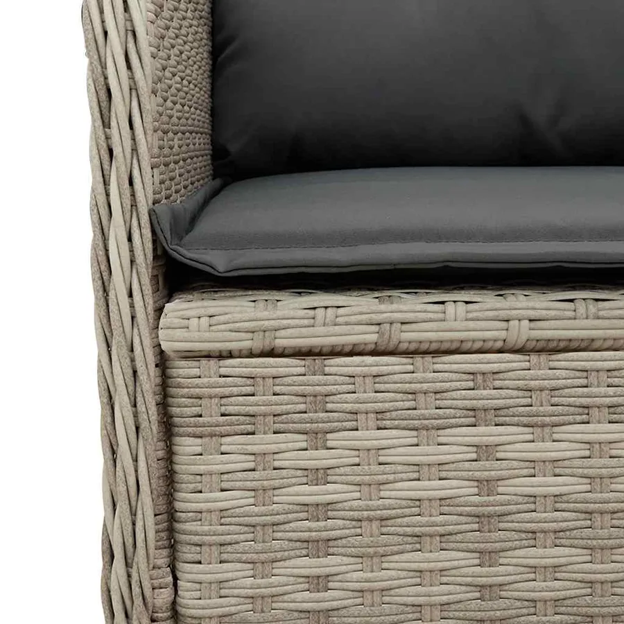 Banc inclinable de jardin et coussins gris clair résine tressée - 8