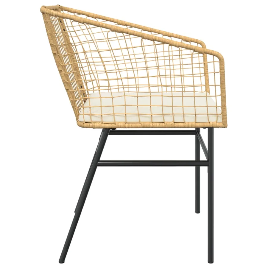 Chaises de jardin lot de 2 et coussins marron rotin - 6