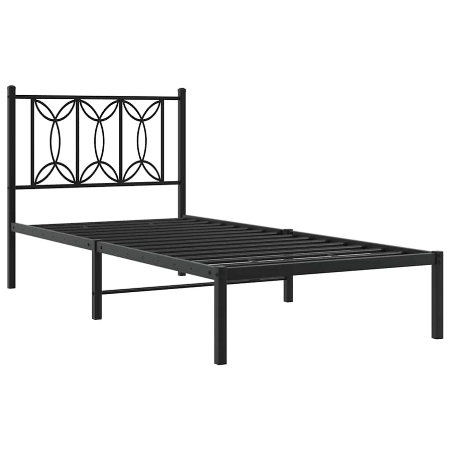 Cadre de lit métal sans matelas avec tête de lit noir 90x200 cm - 3
