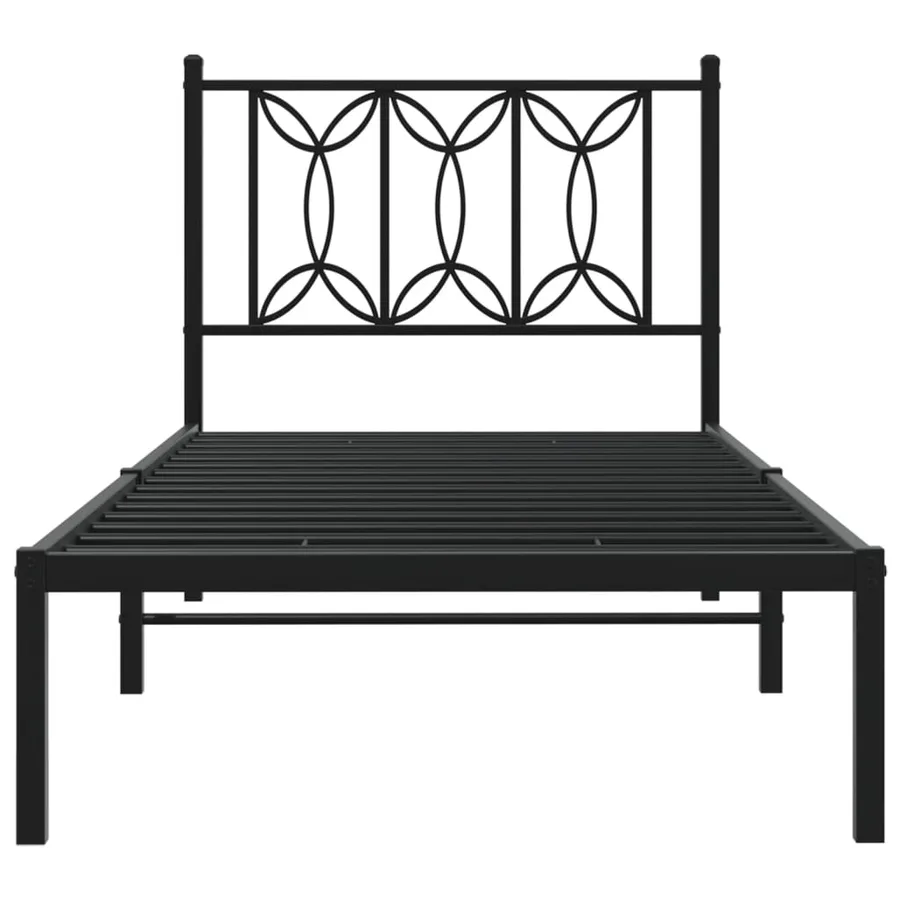 Cadre de lit métal sans matelas avec tête de lit noir 90x200 cm - 4