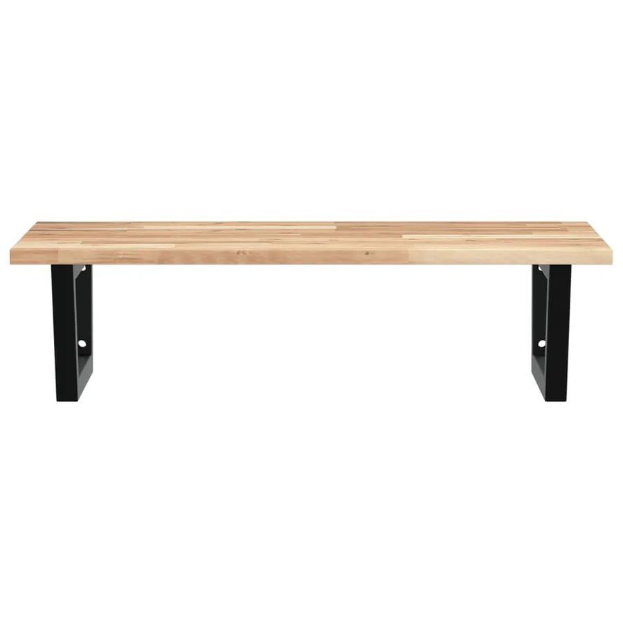 Étagère de vasque murale acier et bois massif d'acacia - 4