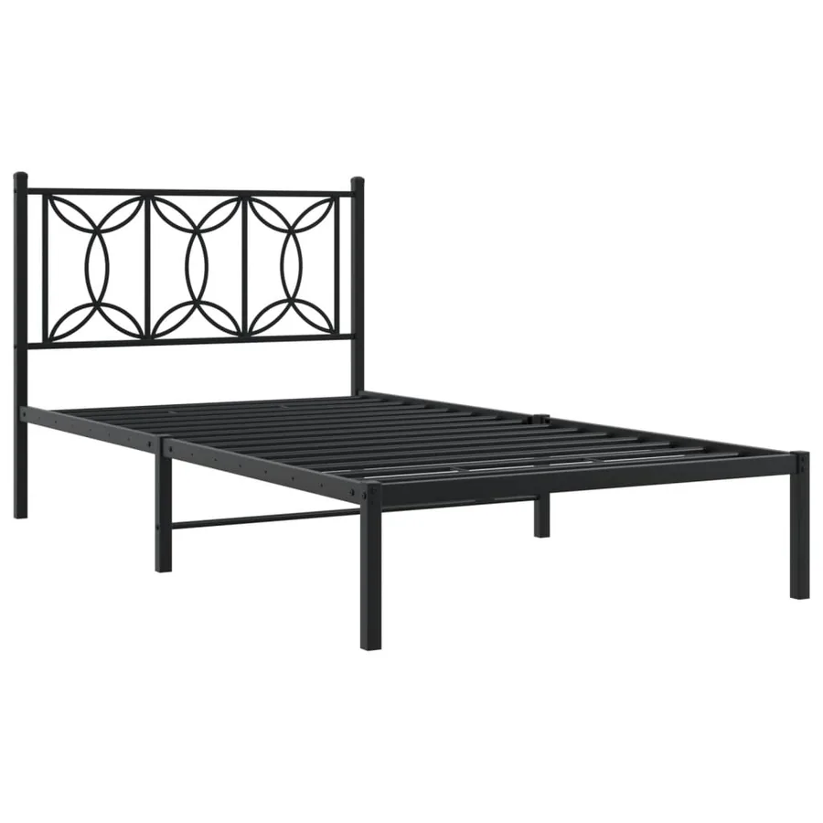 Cadre de lit métal sans matelas avec tête de lit noir 100x200cm - 3