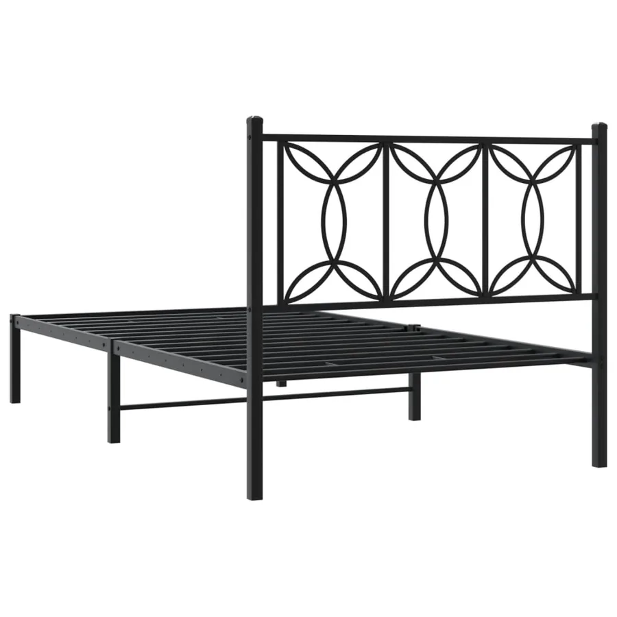 Cadre de lit métal sans matelas avec tête de lit noir 100x200cm - 6